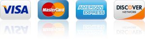 We accept Visa, MasterCard, American Express, and Discover
